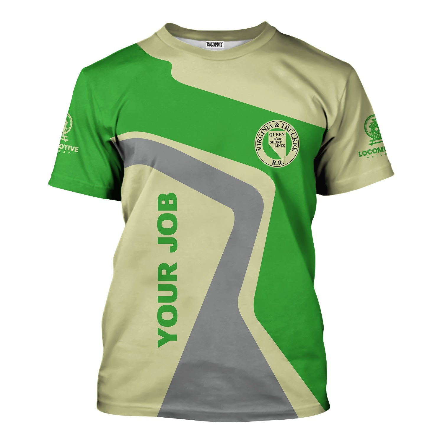 Railspirit Personalized Virginia & Truckee Railroad T-Shirt Unique Design with Custom Job Position Train Shirt