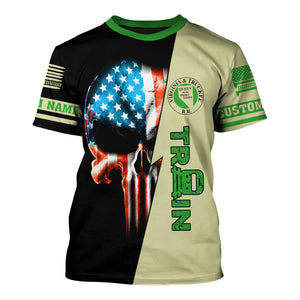 Railspirit Personalized Virginia & Truckee Railroad T-Shirt Train Skull American Flag Shirt All Over Print