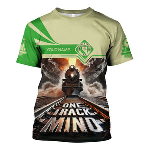 Railspirit Personalized Virginia & Truckee Railroad T Shirt One Track Mind Train Printed Shirt