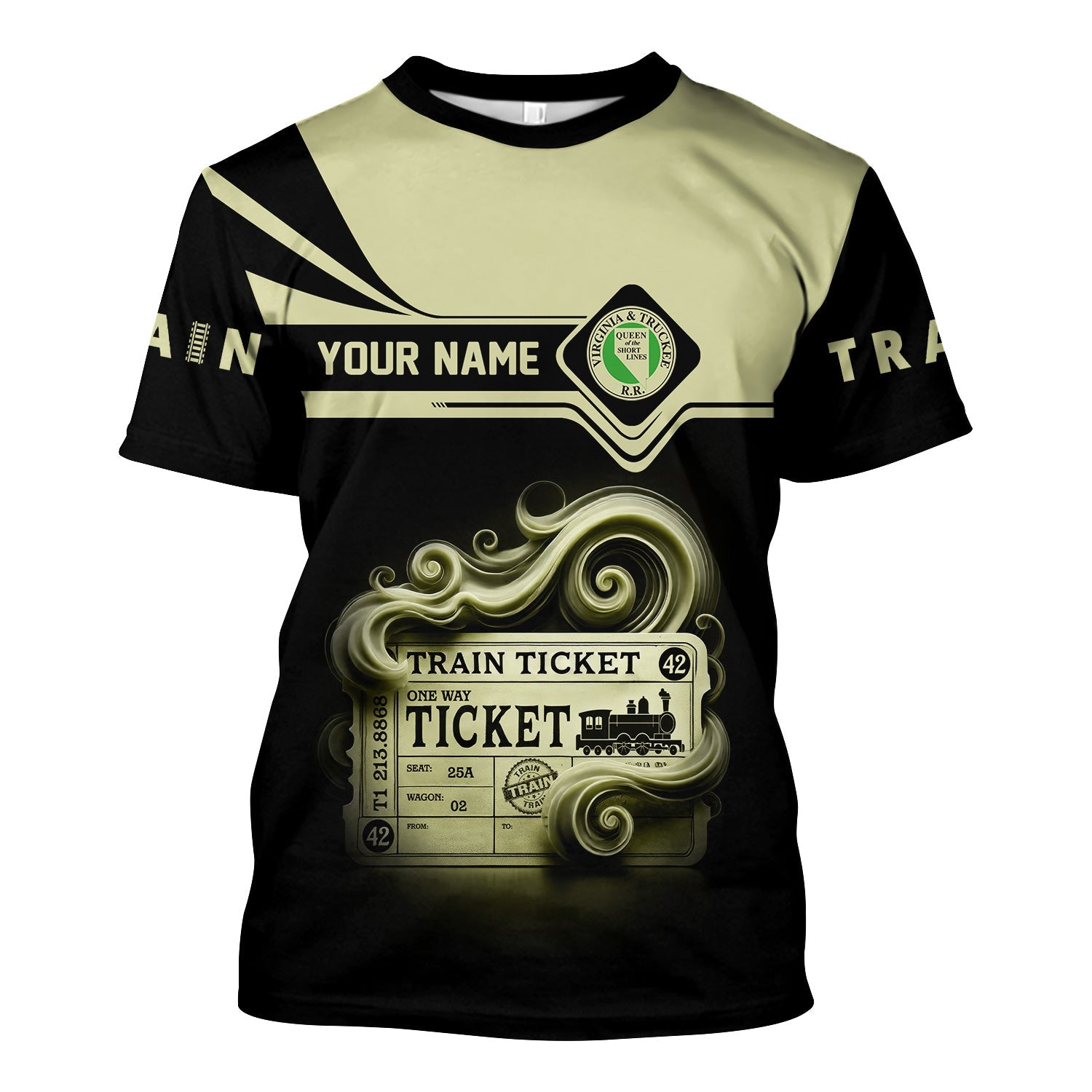 Railspirit Personalized Virginia & Truckee Railroad T Shirt Train Ticket American Locomotive Printed Train