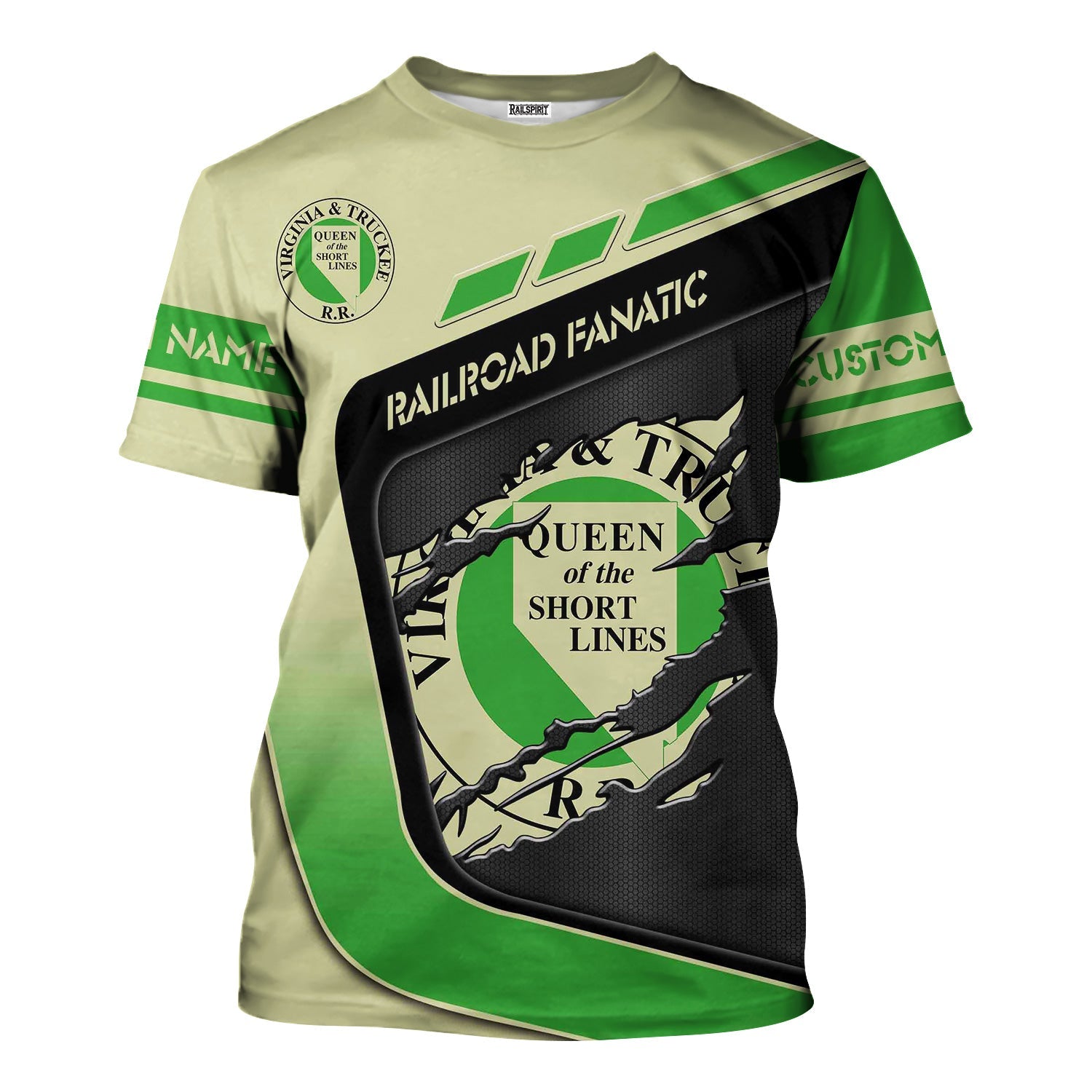 Railspirit Personalized Virginia & Truckee Railroad T-Shirt Ripped Texture Style Train Shirt For Railroad Fanatic