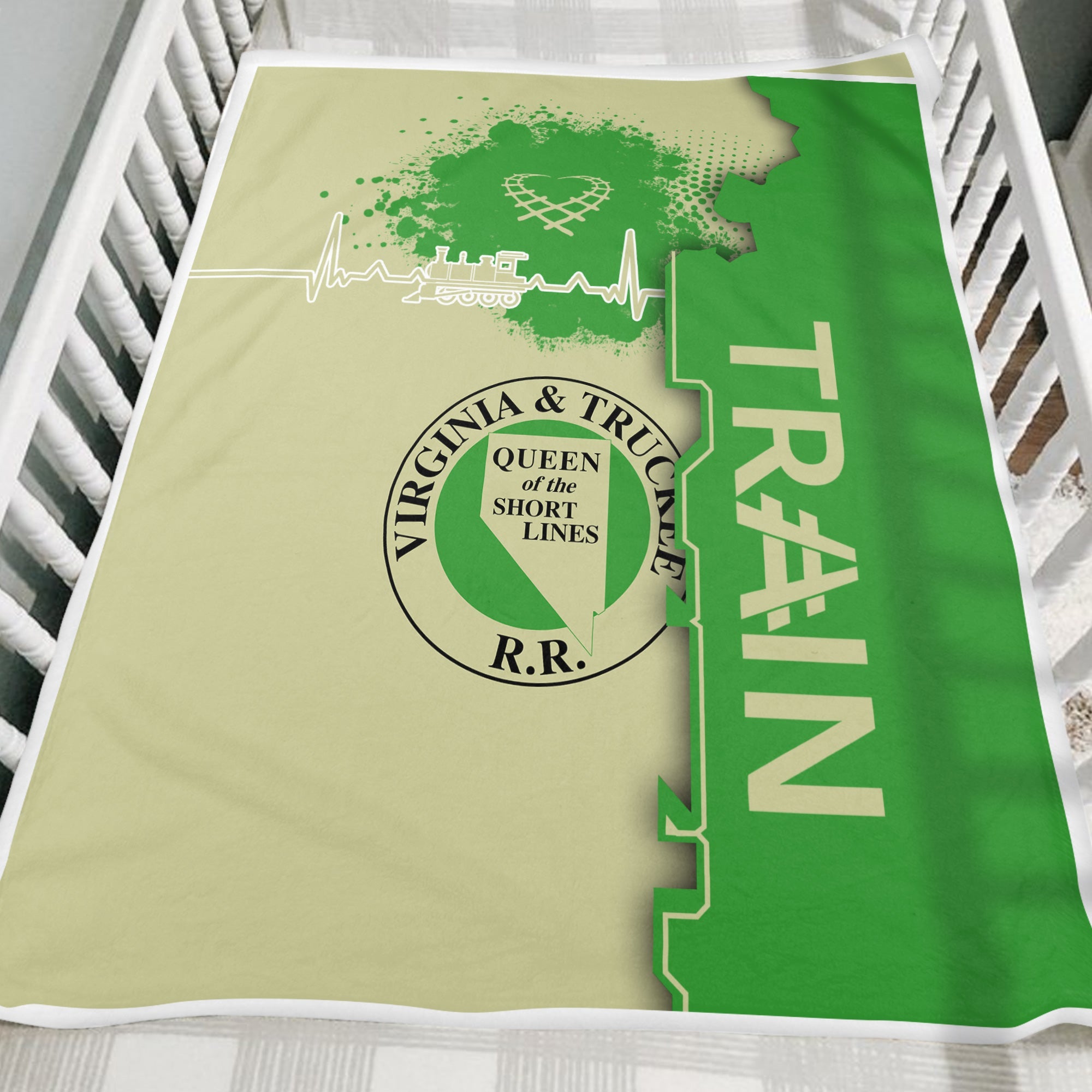 Railspirit Virginia & Truckee Railroad Blanket Engine Heartbeat and Track Love Style Blanket Gift Idea For Train Lovers