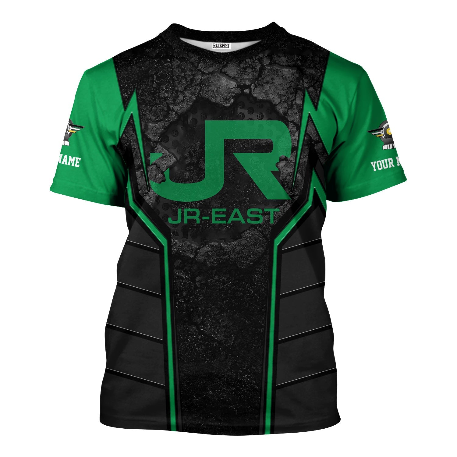 Railspirit Personalized East Japan Railway T-Shirt Cracked Metal Design JR-EAST Train Shirt for Rail Enthusiasts