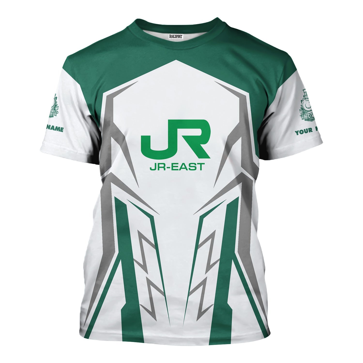 Railspirit Personalized East Japan Railway T-Shirt Futuristic Design with Custom Job JR-EAST Train Shirt