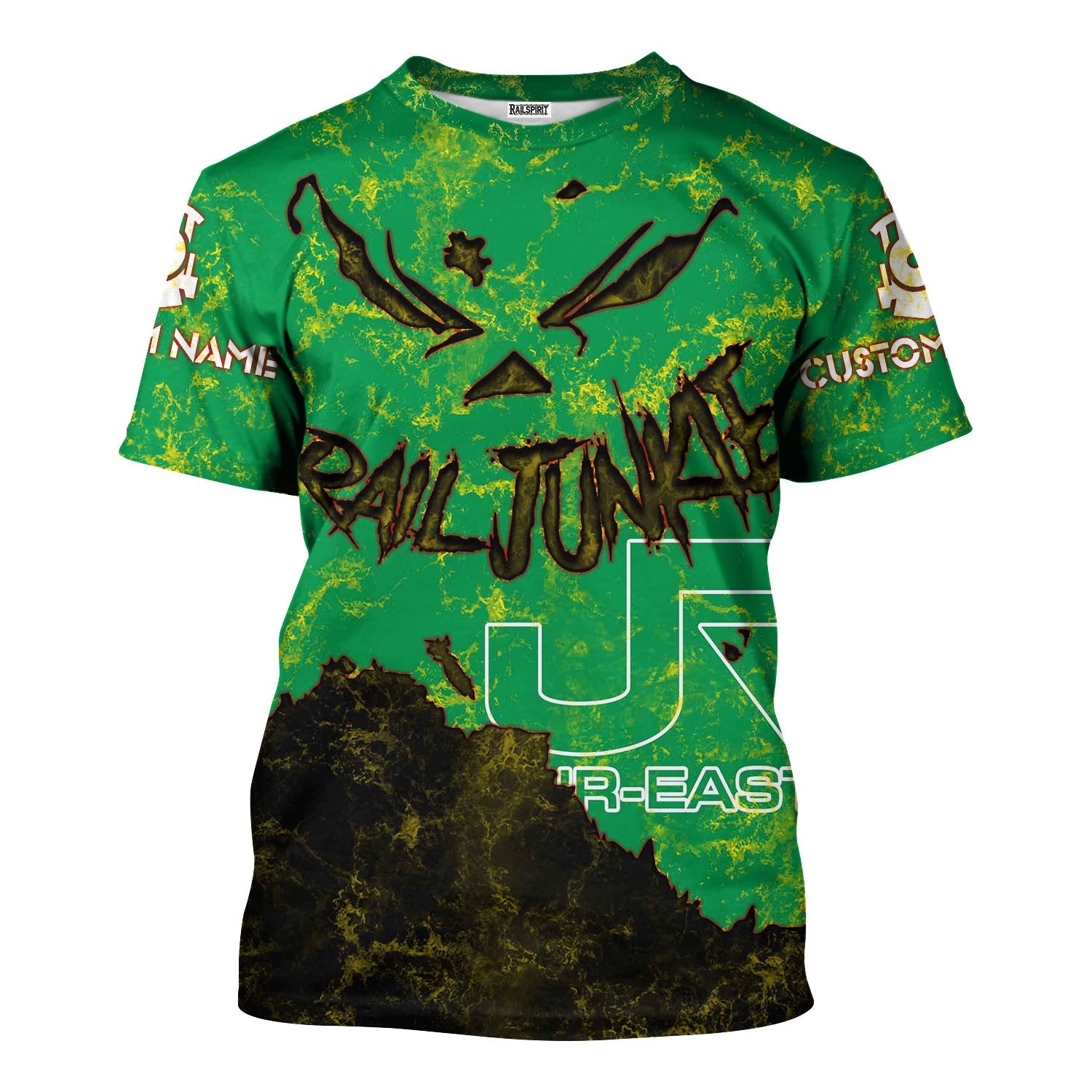 Railspirit Personalized East Japan Railway T-Shirt Torn Graphic Style JR-EAST Train Shirt For Rail Junkie