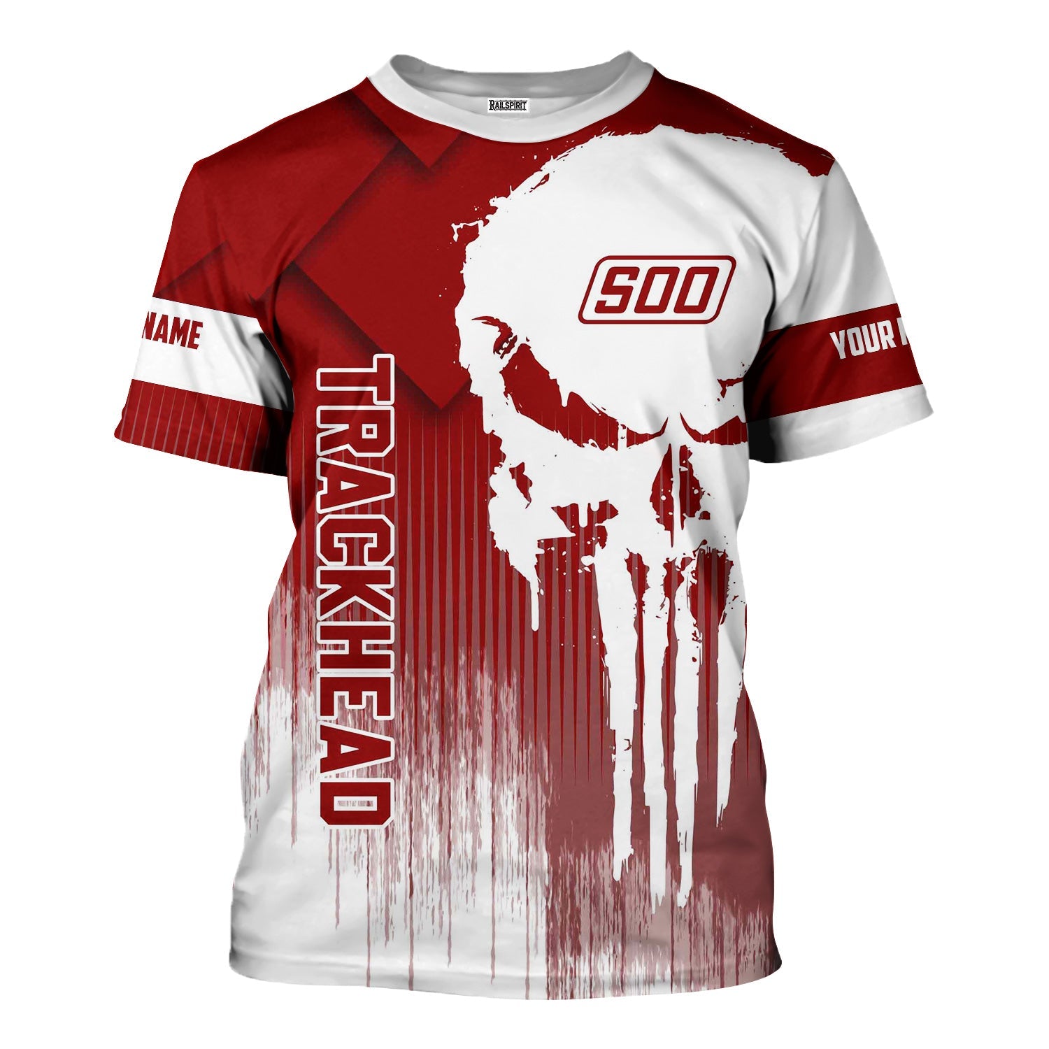 Railspirit Personalized Soo Line Railroad T-Shirt Skull Design with Custom Job Train Shirt for Trackhead Crew