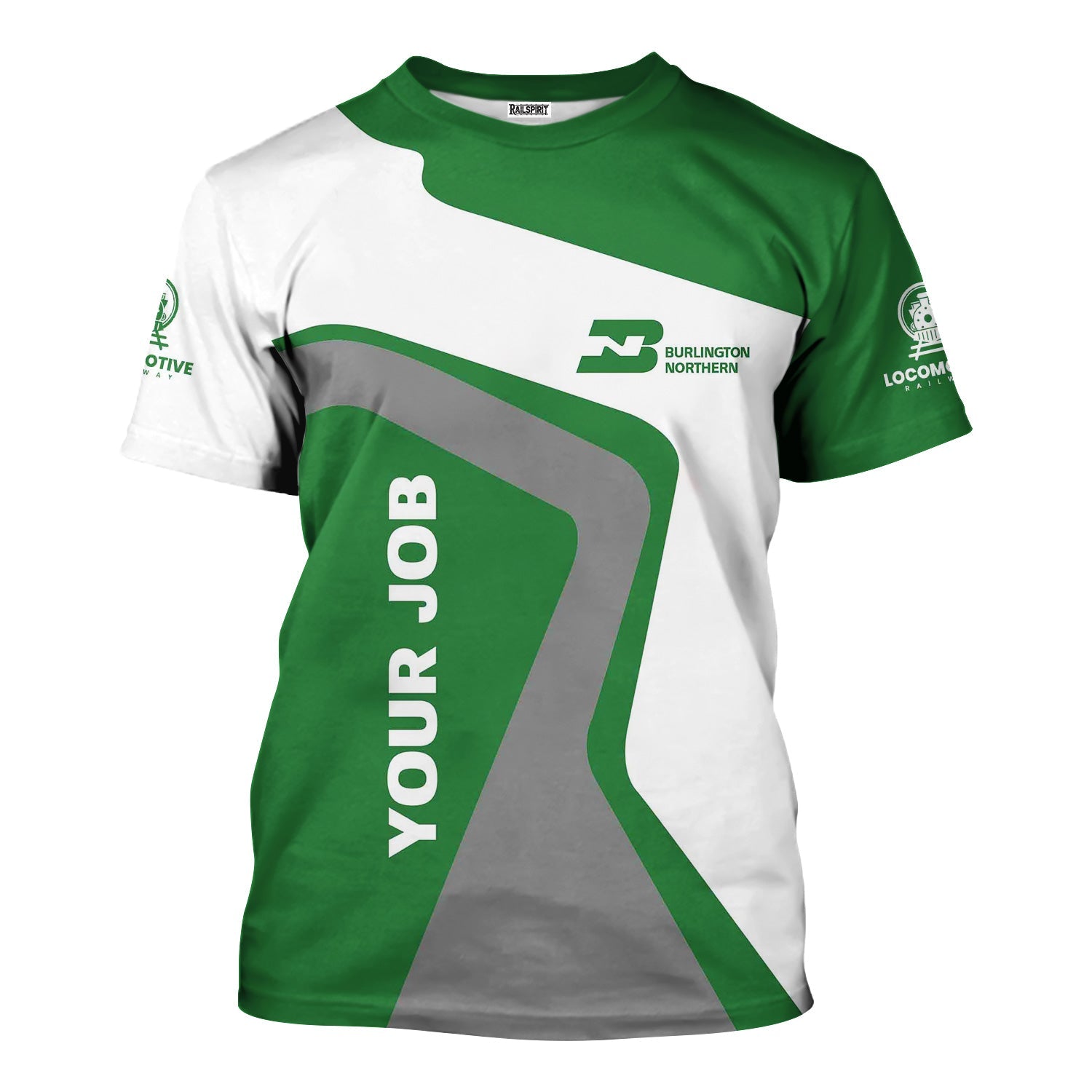 Railspirit Personalized Burlington Northern Railroad T-Shirt Unique Design with Custom Job Position Train Shirt