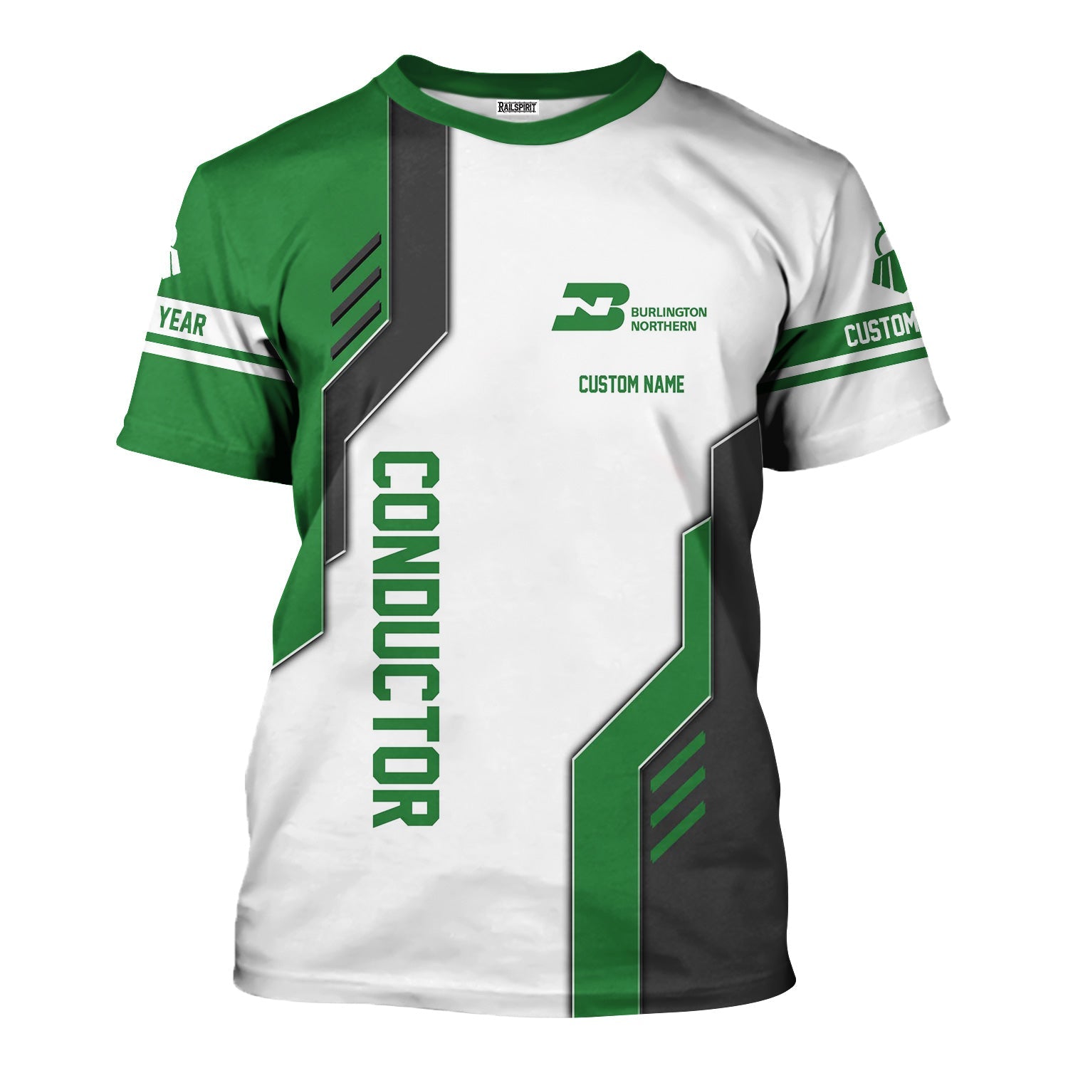 Railspirit Personalized Burlington Northern Railroad T-Shirt Unique Railway Style with Custom Job Train Shirt