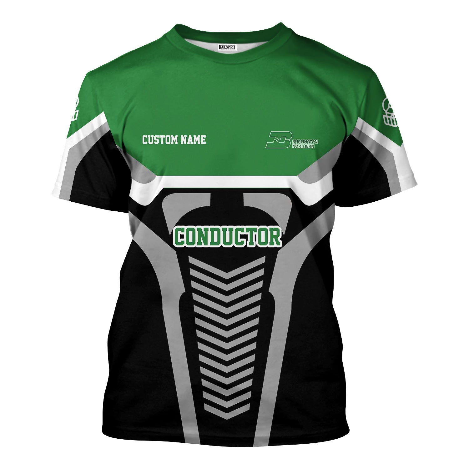 Railspirit Personalized Burlington Northern Railroad T-Shirt Track-Inspired with Custom Job Position Train Shirt