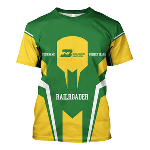 Railspirit Personalized Burlington Northern Railroad T-Shirt Custom Year Railroader Shirt Gift Idea For Train Lover