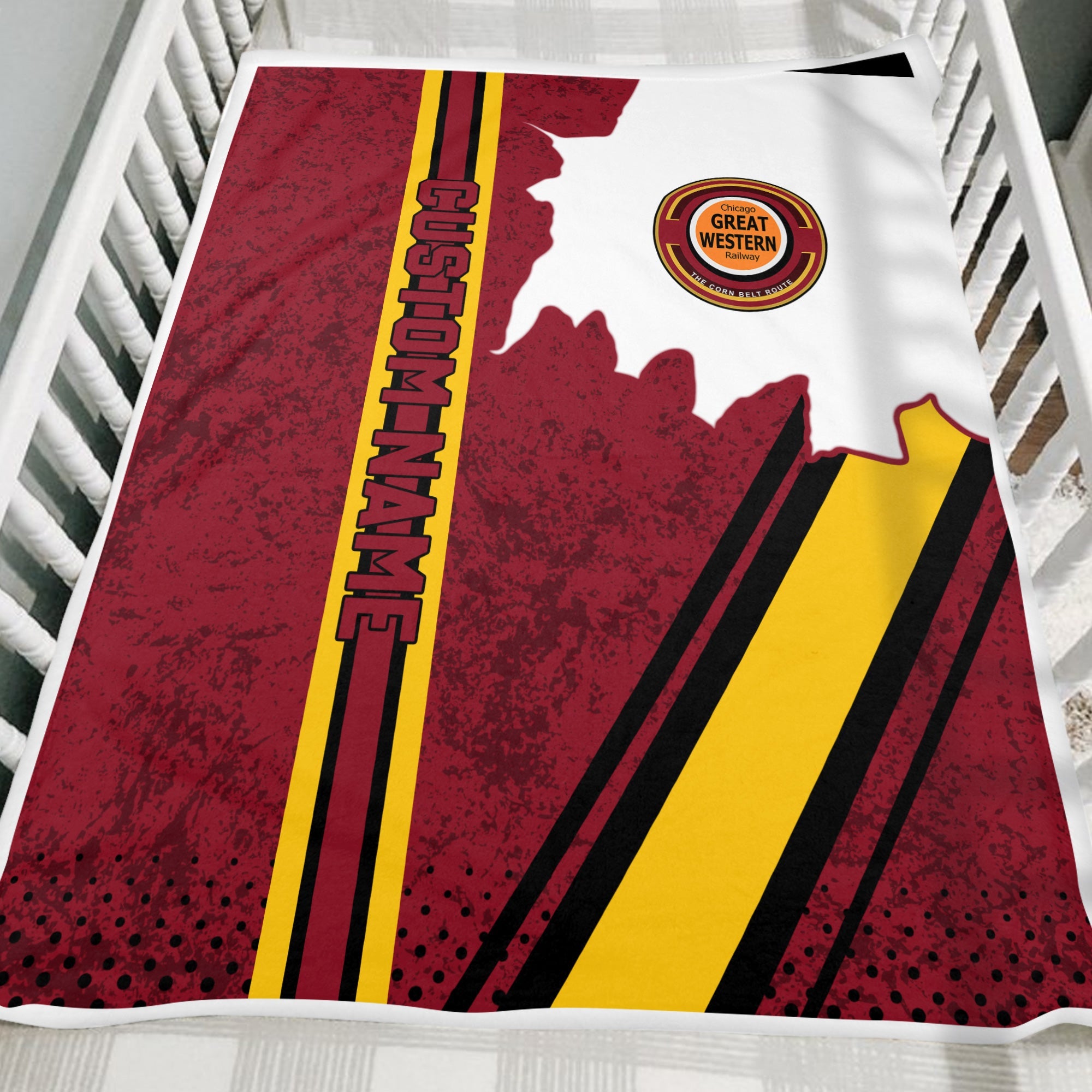 Railspirit Personalized Chicago Great Western Railroad Blanket Vintage All Over Printed Blanket