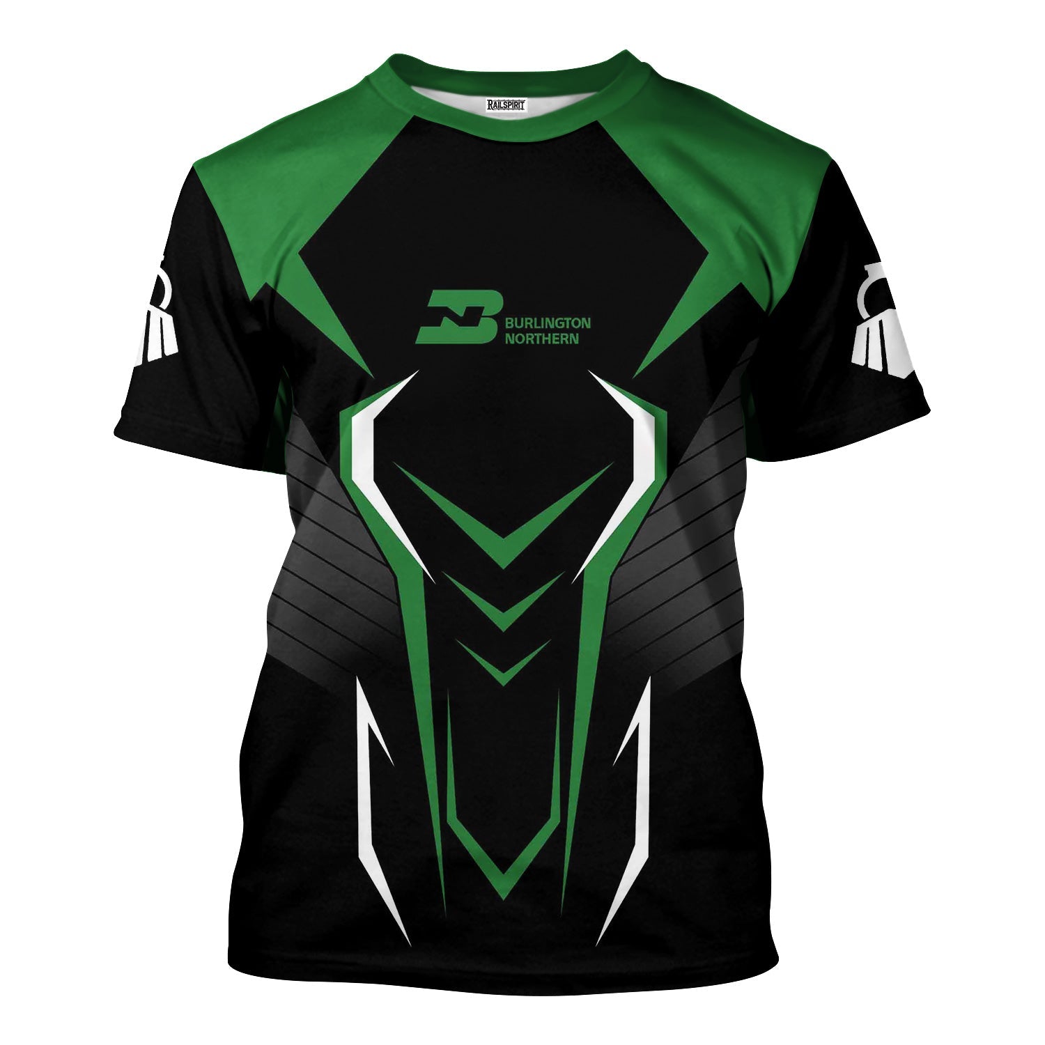 Railspirit Personalized Burlington Northern Railroad T-Shirt Dynamic Design Style Perfect Shirt for Train Enthusiasts