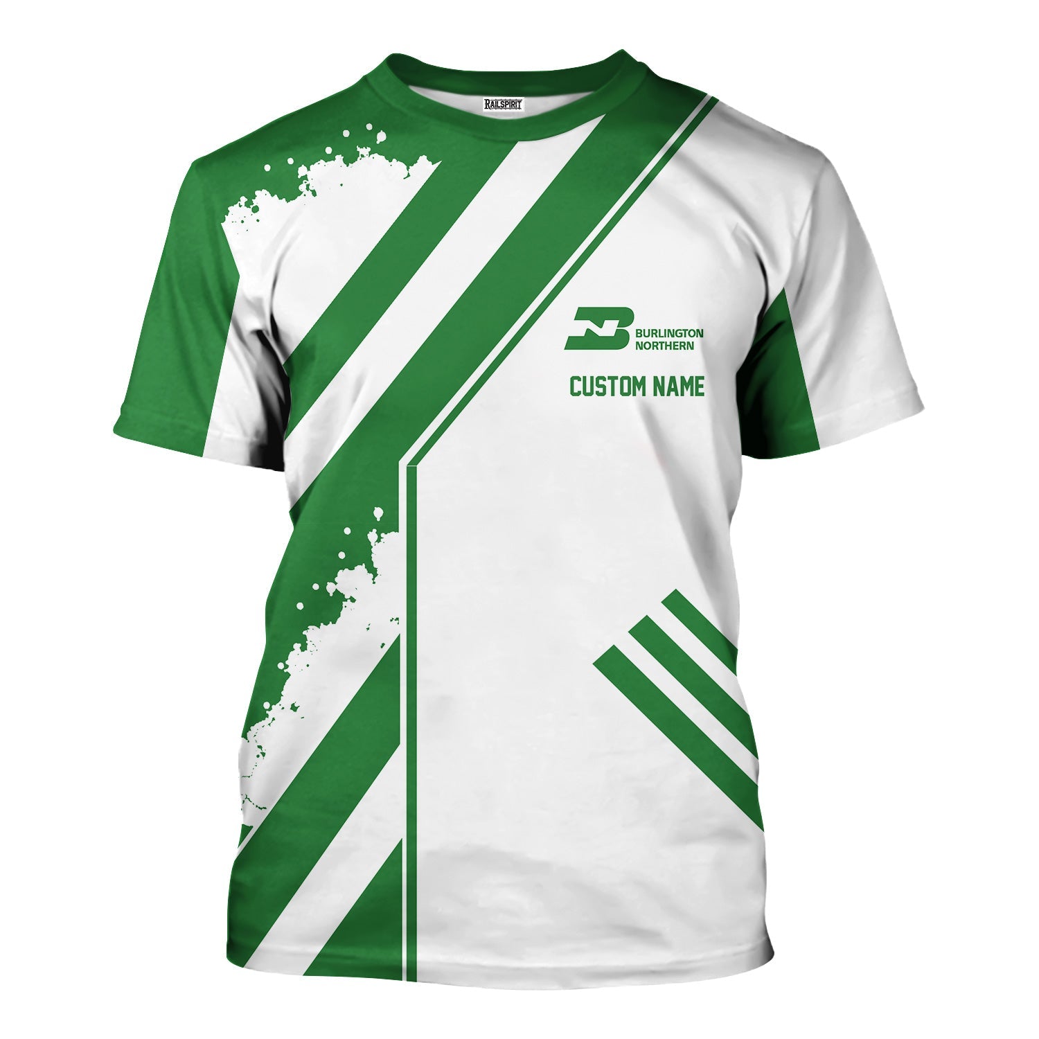 Railspirit Personalized Burlington Northern Railroad T-Shirt Locomotive Design Train Shirt for Train Enthusiast