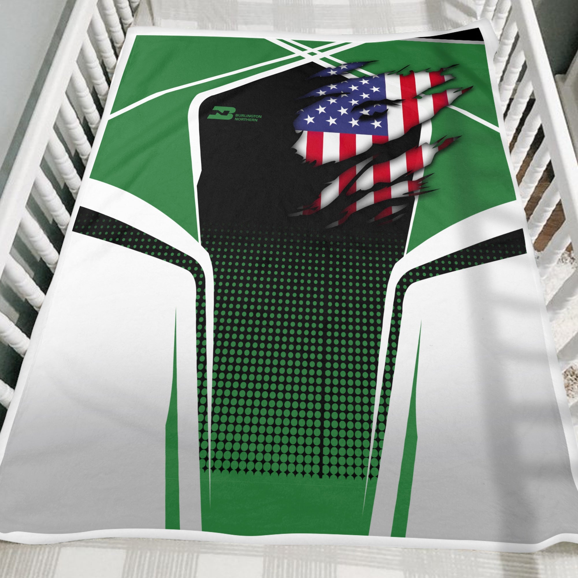Railspirit Personalized Burlington Northern Railroad Blanket American Vintage All Over Printed Blanket