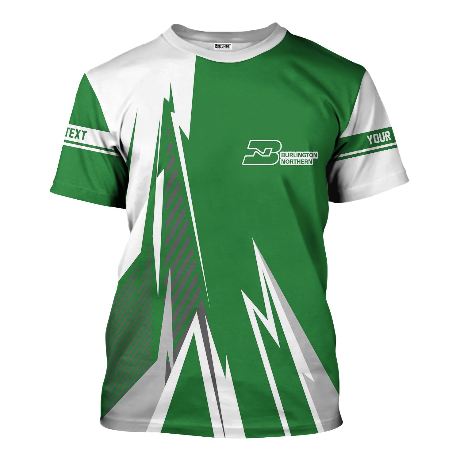 Railspirit Personalized Burlington Northern Railroad T-Shirt Lightning-Inspired Railway Style Shirt For Train Lovers