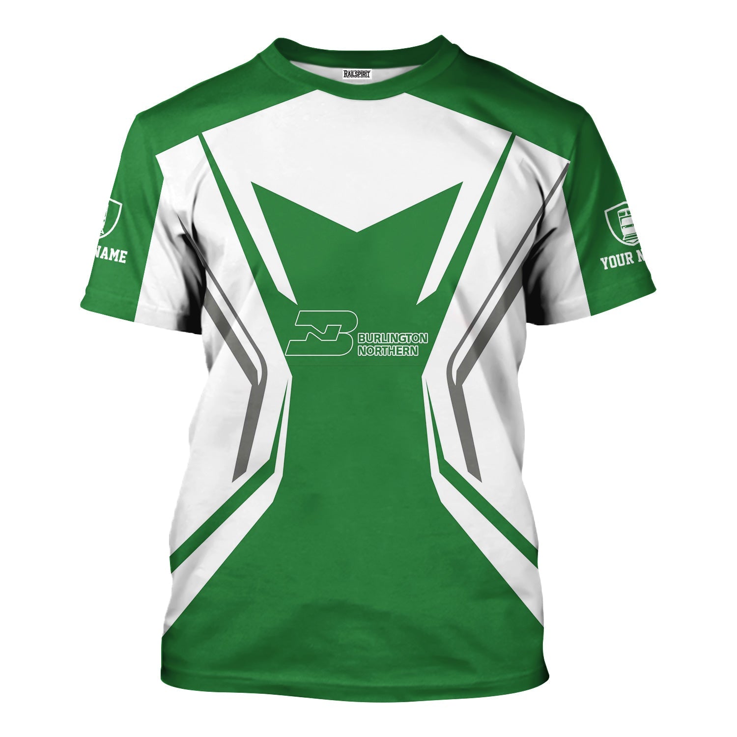 Railspirit Personalized Burlington Northern Railroad T-Shirt Unique Style with Custom Job Train Shirt