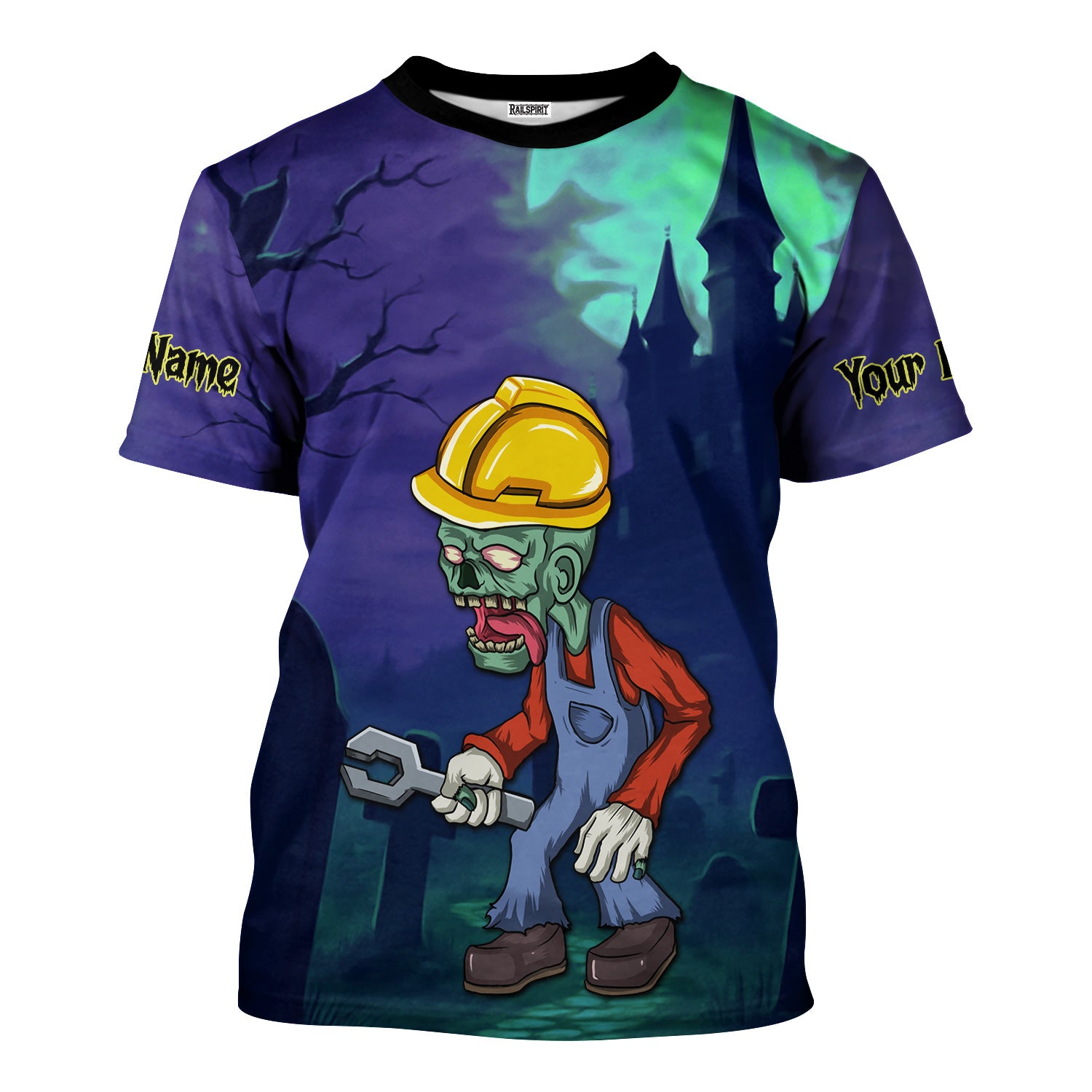 Custom Name Zombie Mechanic T Shirt Haunted House Halloween Shirt For Mechanic