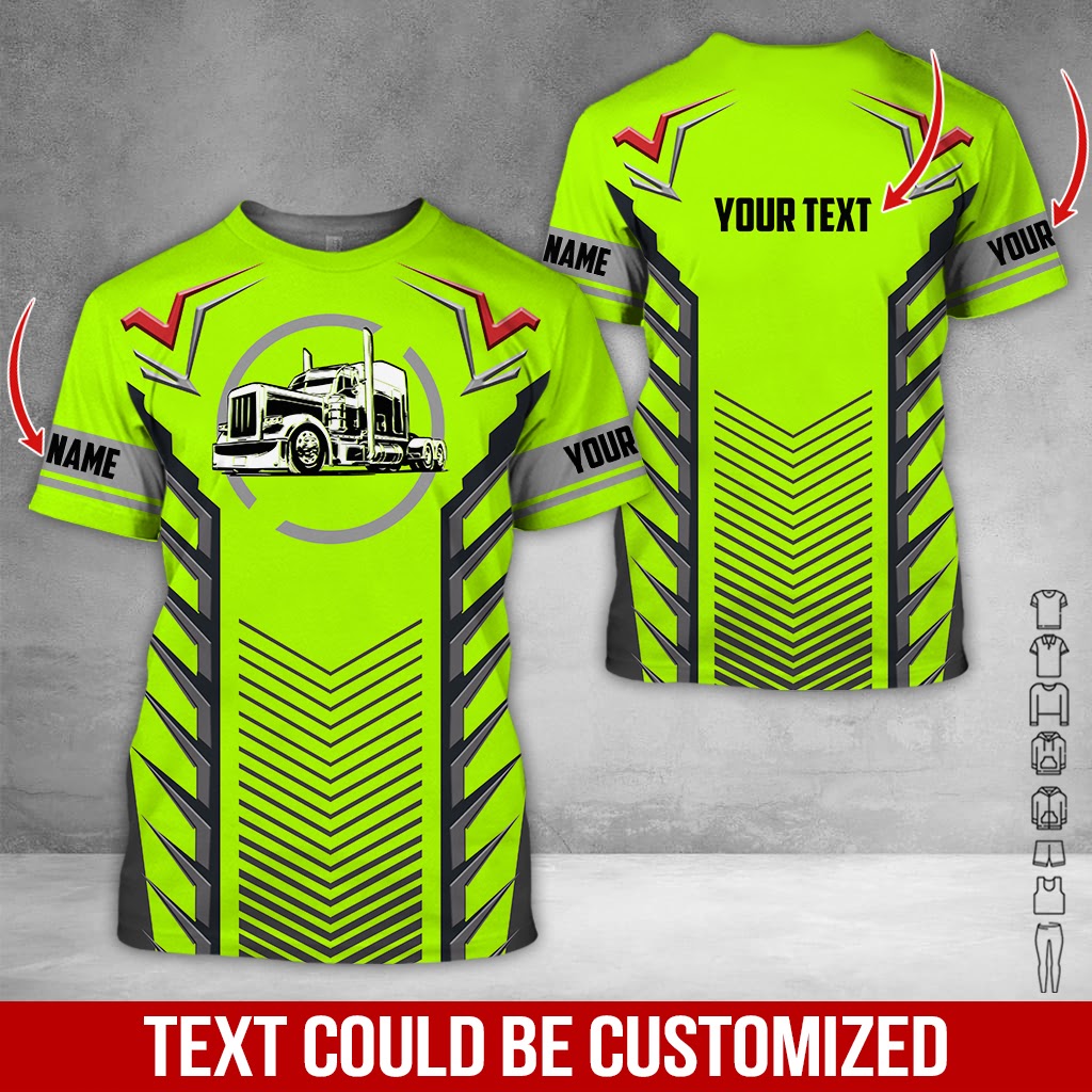 Customized Name Proud Trucker Shirt, 3D Printed Graphic Trucker T-Shirt, Fun Gift for Brother, Boyfriend, or Friend Who Loves Driving Trucks