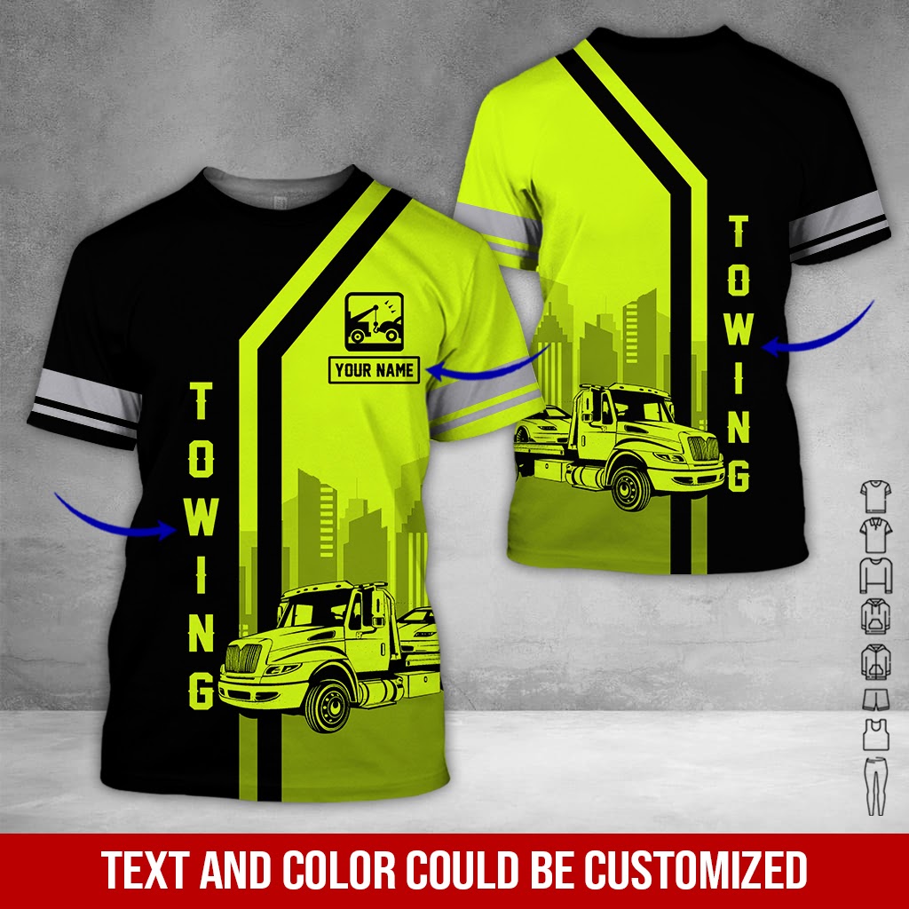Custom Name Love Tow Truck Clothes, Personalized Driver Apparel