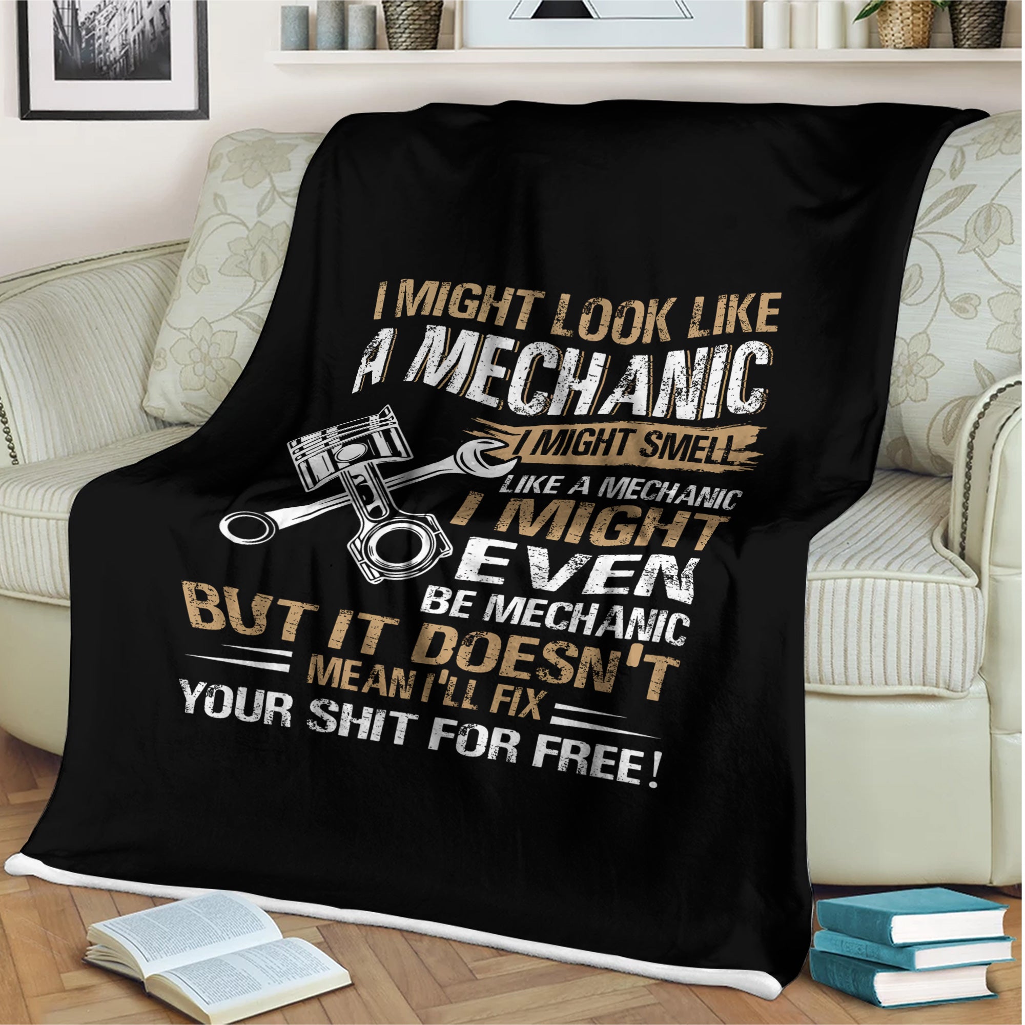 I Might Look Like A Mechanic Blanket Mechanical Repair Parts Tools Printed Blanket For Mechanic