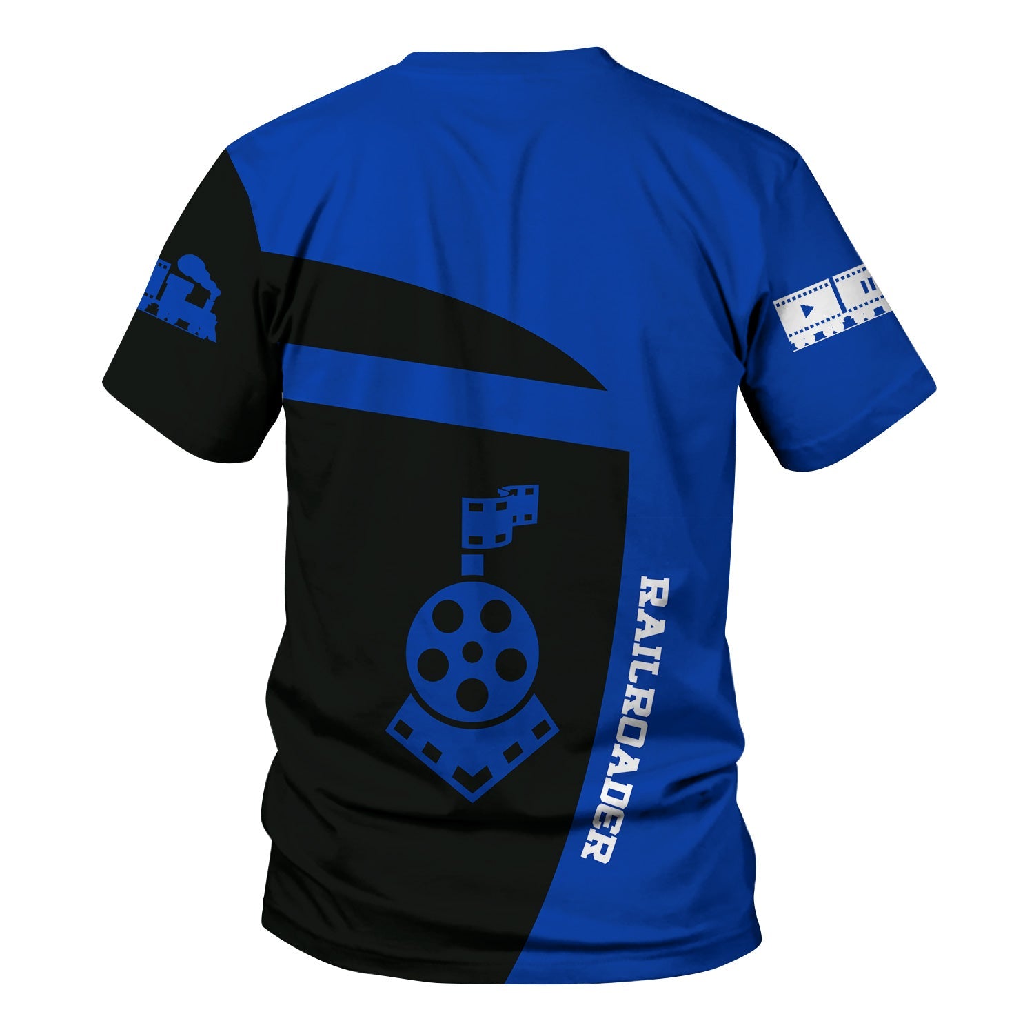 Railspirit Personalized Long Island Railroad T-Shirt All Aboard Steam Train Movie Projector Style Shirt