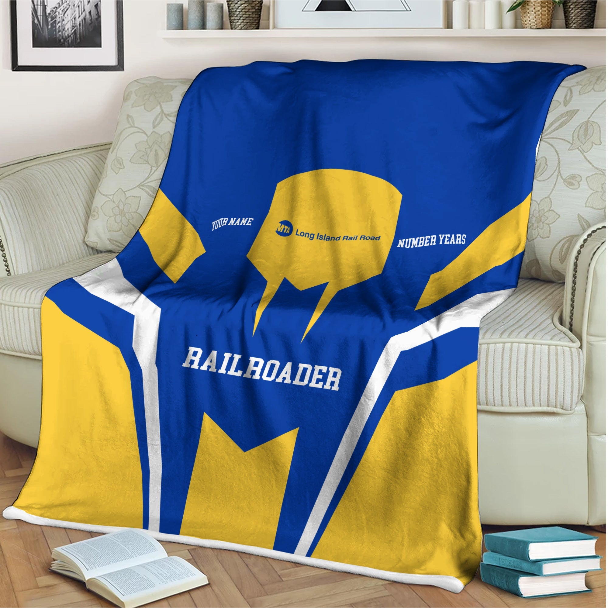 Railspirit Personalized Long Island Railroad Blanket Custom Year Railroader Gift Idea For Train Lover