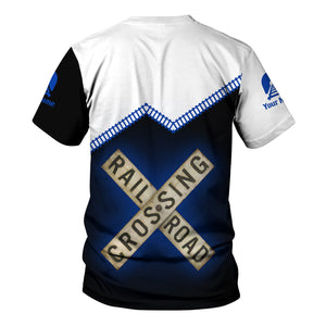 Railspirit Personalized Long Island Railroad T Shirt Railroad Crossing Printed Train Track Shirt