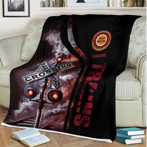 Railspirit Personalized Chicago Great Western Railroad Blanket Railroad Crossing Sign Blanket All Over Print