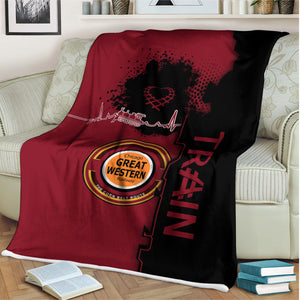 Railspirit Chicago Great Western Railroad Blanket Engine Heartbeat and Track Love Style Blanket Gift Idea For Train Lovers