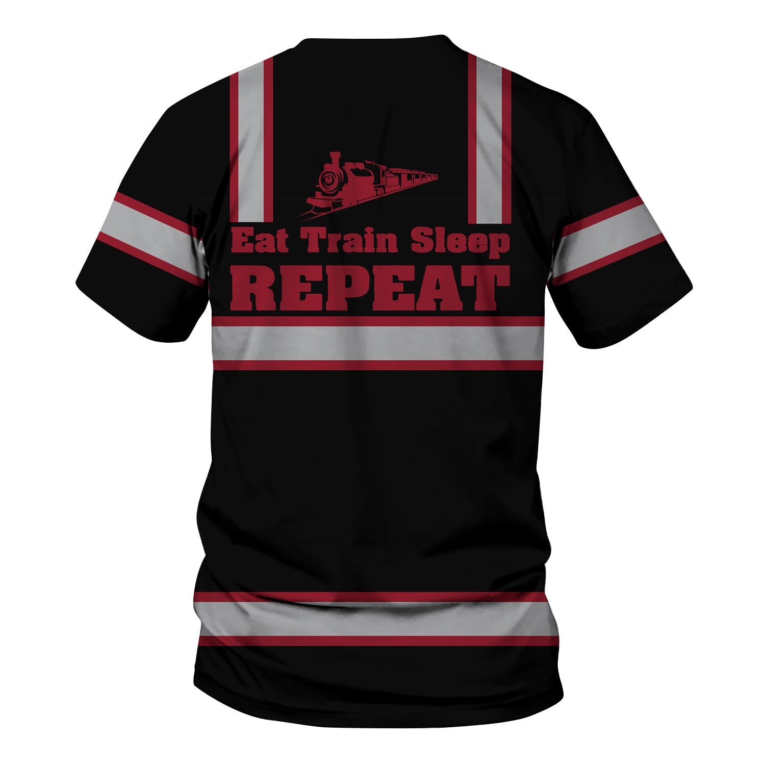 Railspirit Custom Name Chicago Great Western Railroad T Shirt Eat Train Sleep Repeat Printed Train Shirt