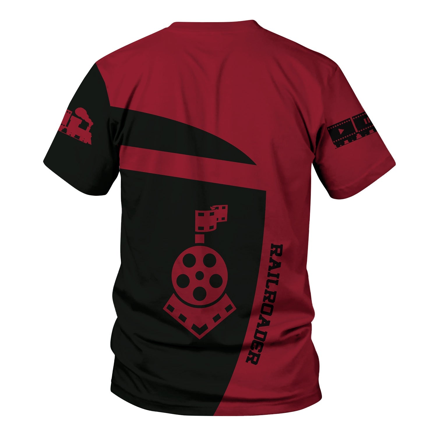 Railspirit Personalized Chicago Great Western Railroad T-Shirt All Aboard Steam Train Movie Projector Style Shirt