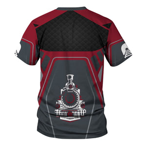 Railspirit Personalized Chicago Great Western Railroad T-Shirt Steam Locomotive Engine Graphic Train Shirt All Over Print