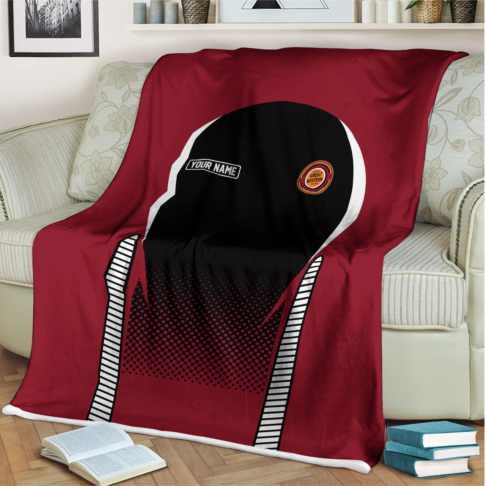 Railspirit Personalized Chicago Great Western Railroad Blanket Train Blanket Gift Idea For Train Lover