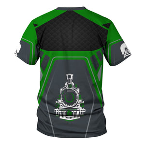 Railspirit Personalized Elgin Joliet And Eastern Railroad T-Shirt Steam Locomotive Engine Graphic Train Shirt All Over Print