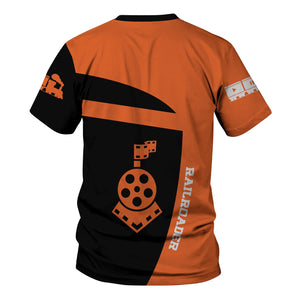 Railspirit Personalized Bessemer And Lake Erie Railroad T-Shirt All Aboard Steam Train Movie Projector Style Shirt