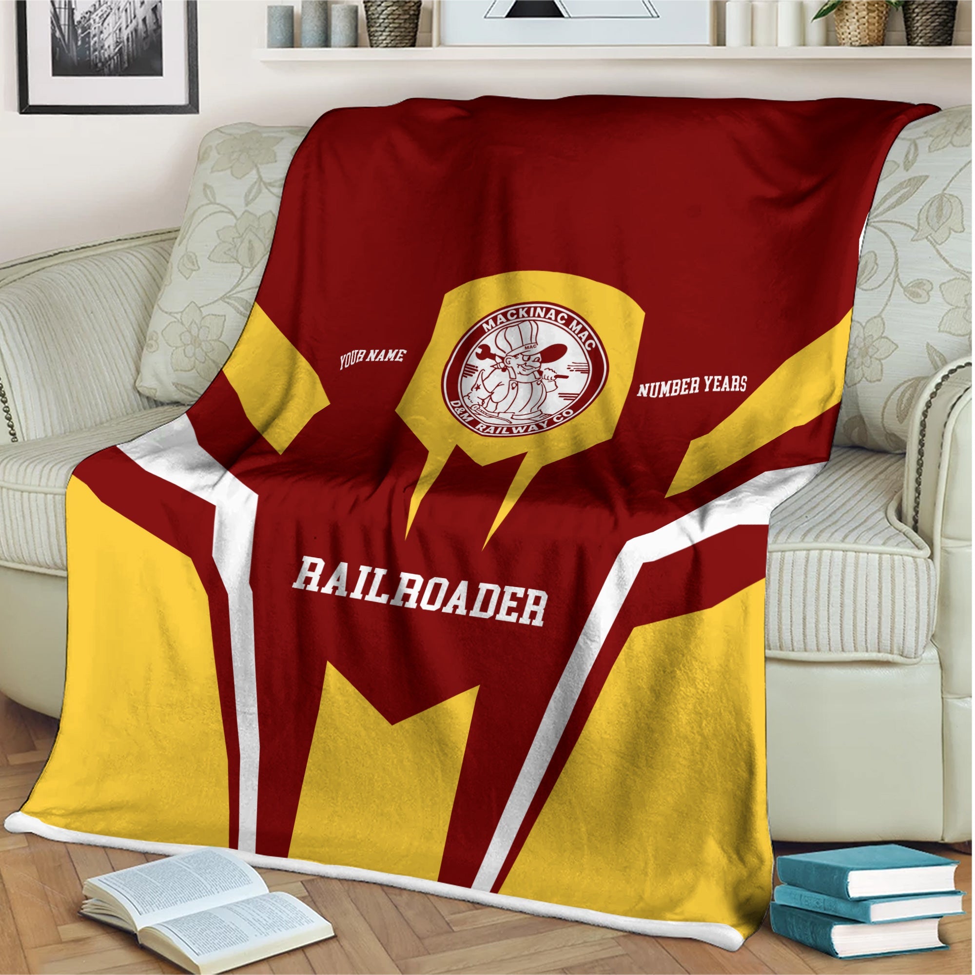 Railspirit Personalized Detroit & Mackinac Railroad Blanket Custom Year Railroader Gift Idea For Train Lover