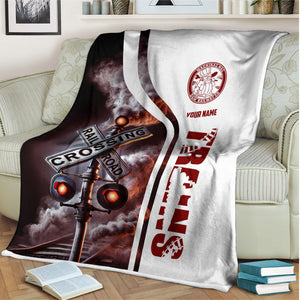 Railspirit Personalized Detroit & Mackinac Railroad Blanket Railroad Crossing Sign Blanket All Over Print