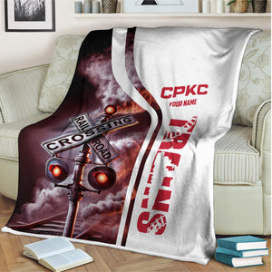 Railspirit Personalized Canadian Pacific Kansas City Blanket Railroad Crossing Sign CPKC Blanket All Over Print