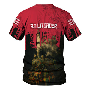 Railspirit Personalized Canadian Pacific Kansas City T-Shirt Vintage Train Art Style CPKC Shirt For Locomotive Fans