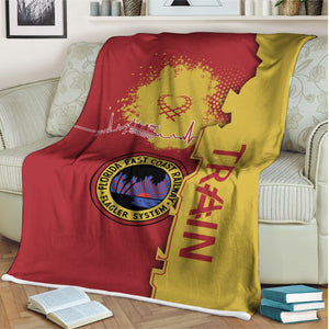 Railspirit Florida East Coast Railway Blanket Engine Heartbeat and Track Love Style Blanket Gift Idea For Train Lovers