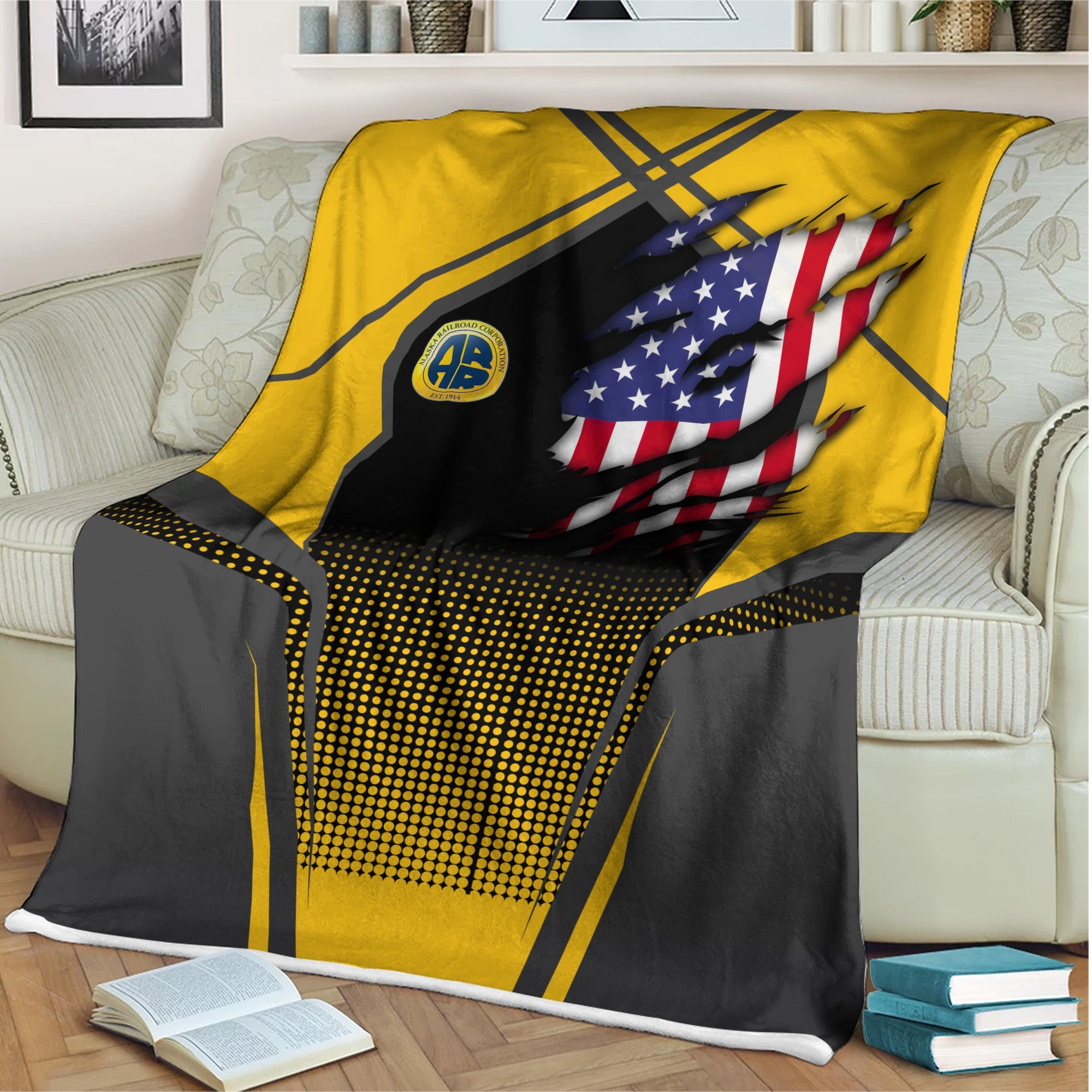 Railspirit Personalized Alaska Railroad Blanket American Vintage All Over Printed Blanket