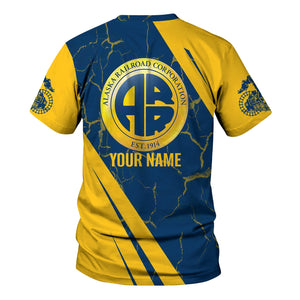Railspirit Personalized Alaska Railroad T-Shirt Crackle Texture Style Shirt For Trackhead