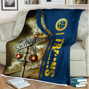 Railspirit Personalized Alaska Railroad Blanket Railroad Crossing Sign Blanket All Over Print
