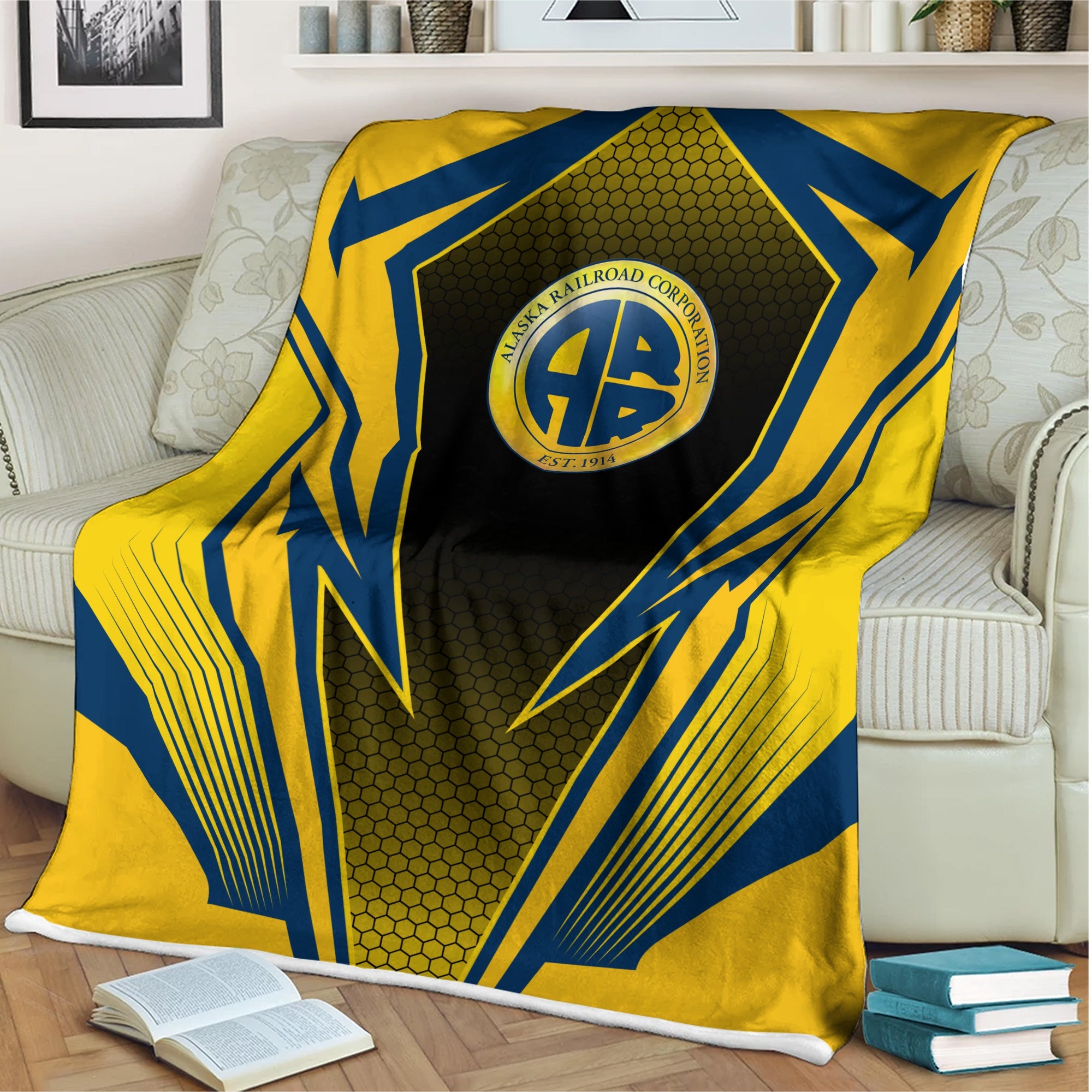 Railspirit Alaska Railroad Blanket Lightning Graphic Style Blanket Gift Idea For Train Lover