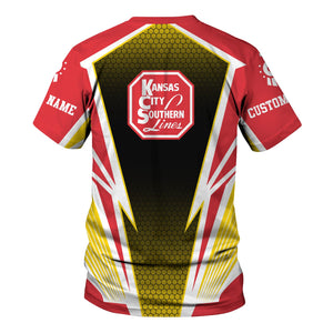 Railspirit Personalized Kansas City Southern T-Shirt Lightning Graphic Style Shirt Gift Idea For Train Lover