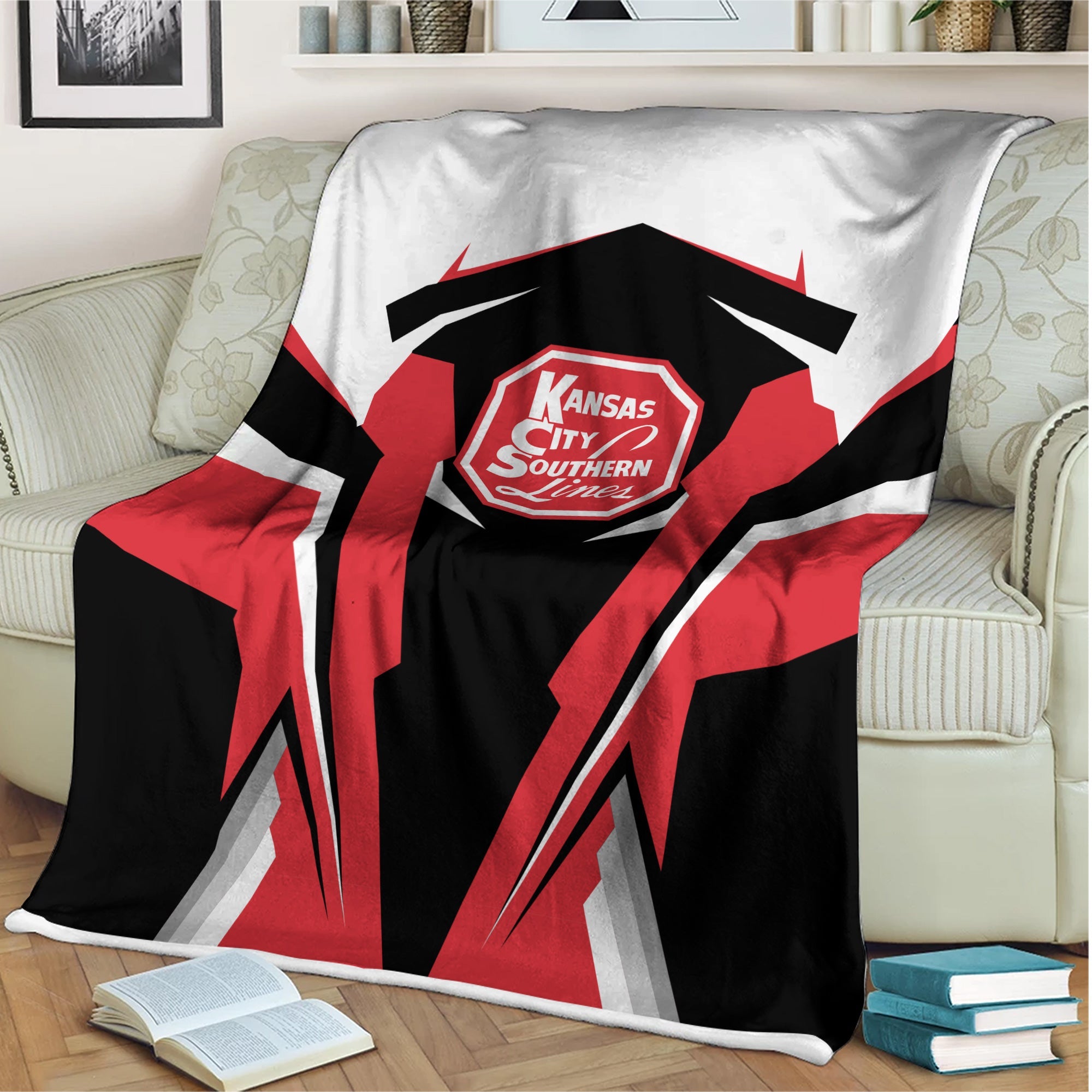 Railspirit Personalized Kansas City Southern Blanket Strong Line Train Blanket Gift Idea For Train Lover