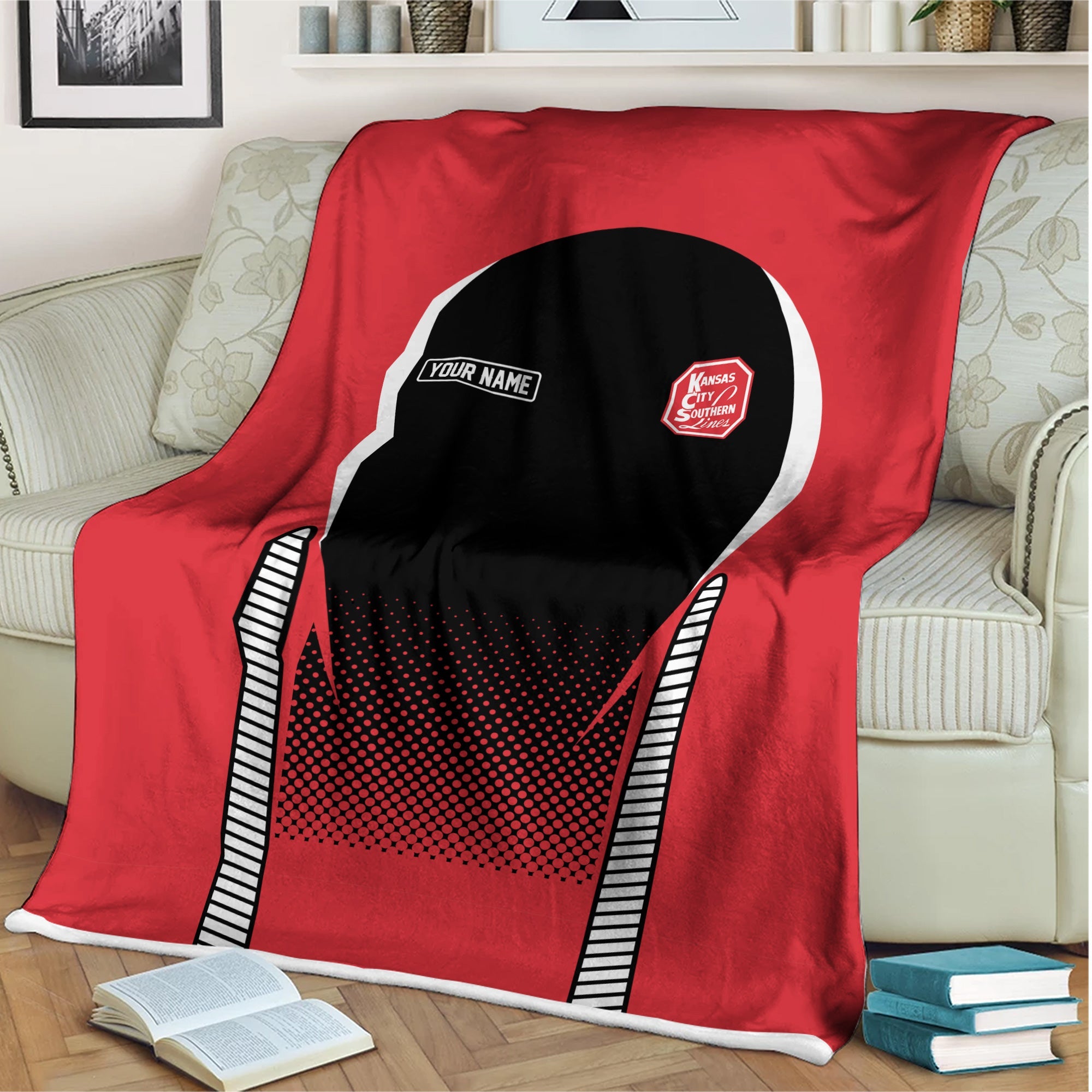 Railspirit Personalized Kansas City Southern Blanket Train Blanket Gift Idea For Train Lover