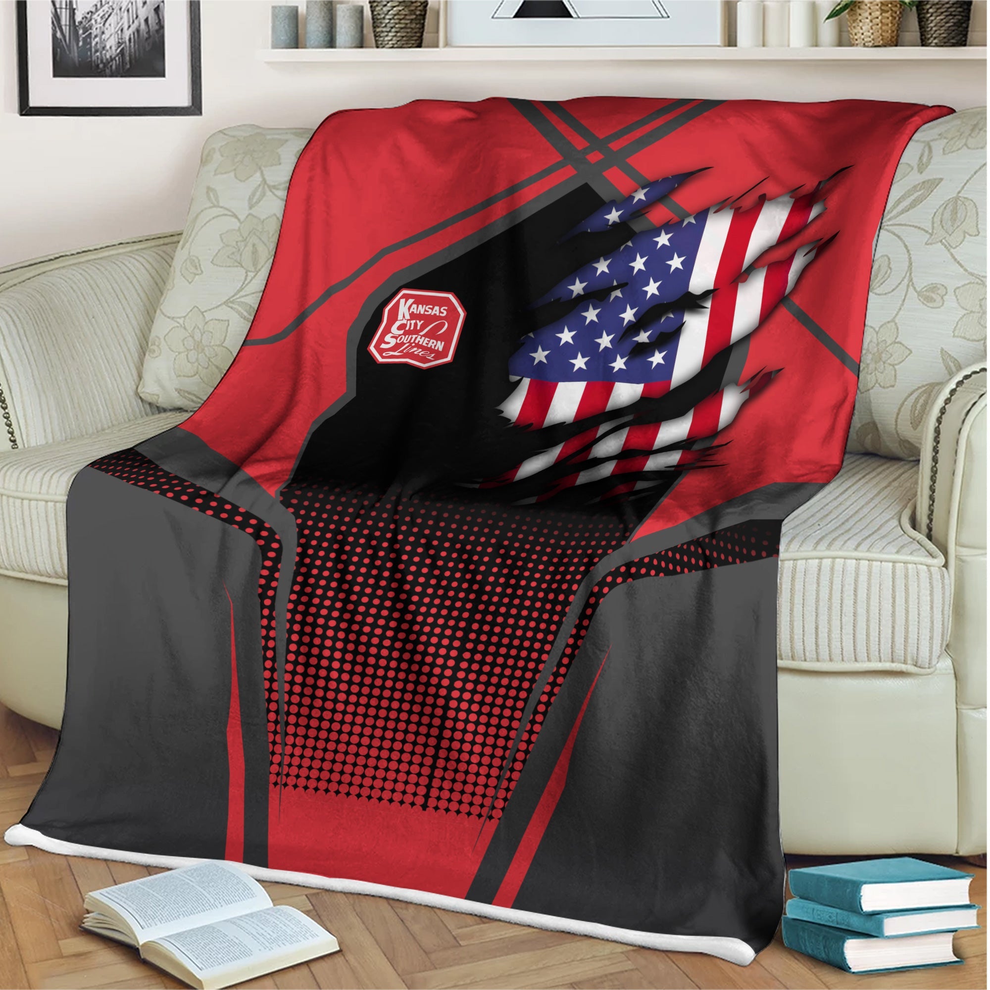 Railspirit Personalized Kansas City Southern Blanket American Vintage All Over Printed Blanket