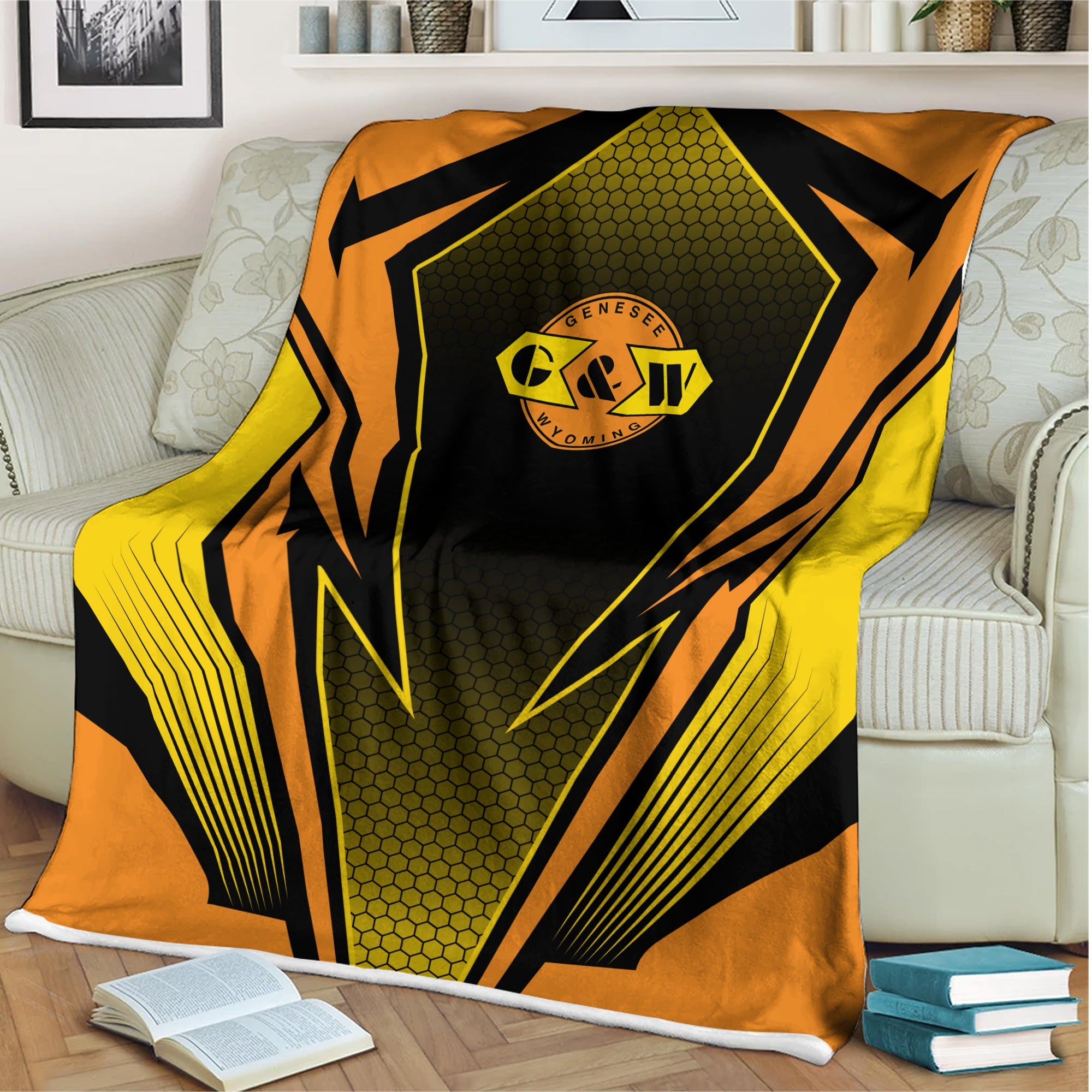 Railspirit Genesee & Wyoming Inc. Railroad Blanket Lightning Graphic Style Blanket Gift Idea For Train Lover