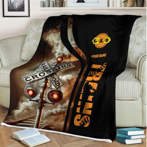 Railspirit Personalized Genesee & Wyoming Inc. Railroad Blanket Railroad Crossing Sign Blanket All Over Print